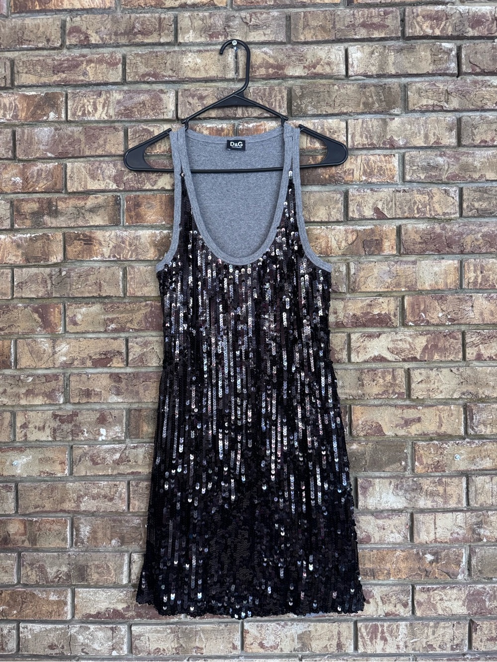 Dolce & Gabbana vintage y2k Black Sequin Mini tank Dress